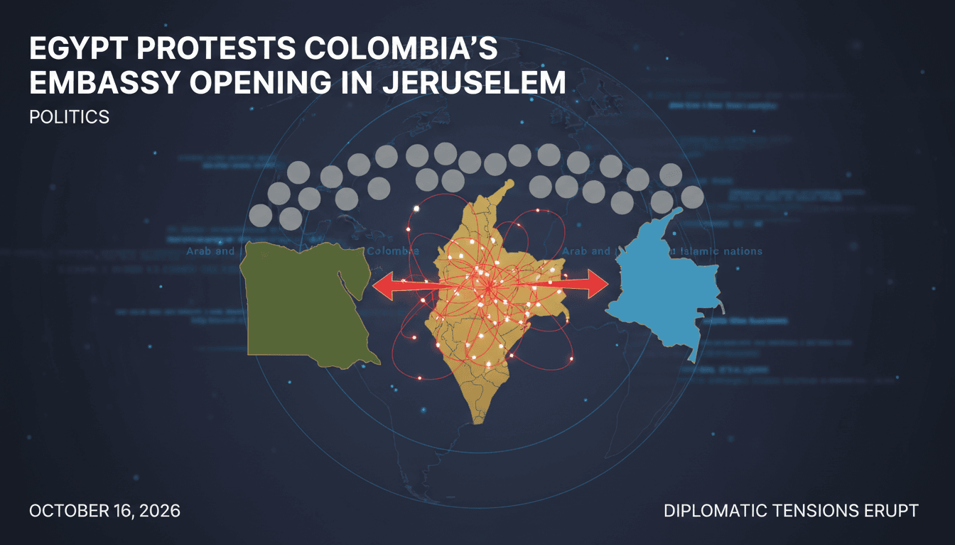 A map of Jerusalem highlighting diplomatic tensions and the countries involved in the protest against Colombia's embassy move.
