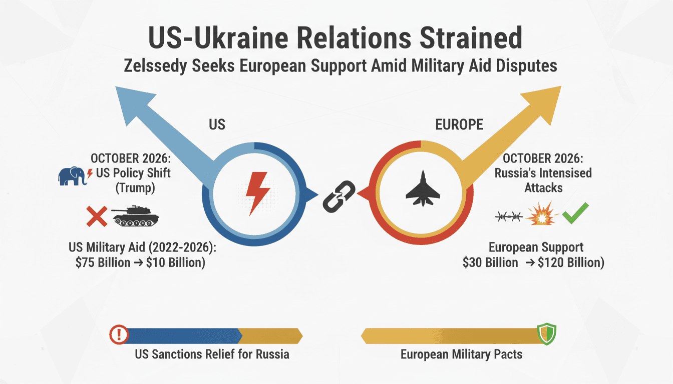 Infographic illustrating the rift between Trump and Zelensky and its impact on US support for Ukraine.