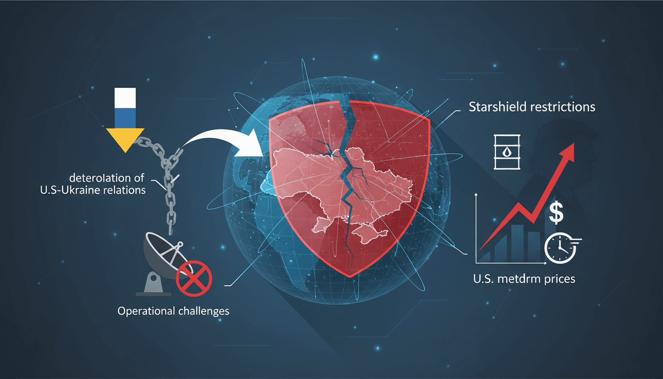 A visual representation of the Starshield satellite service and its impact on Ukrainian military operations.
