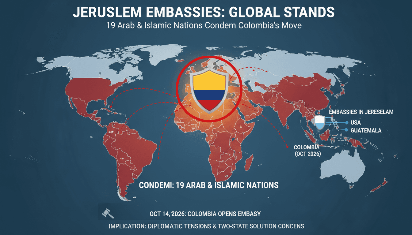A map highlighting countries with embassies in Jerusalem and their diplomatic relations.