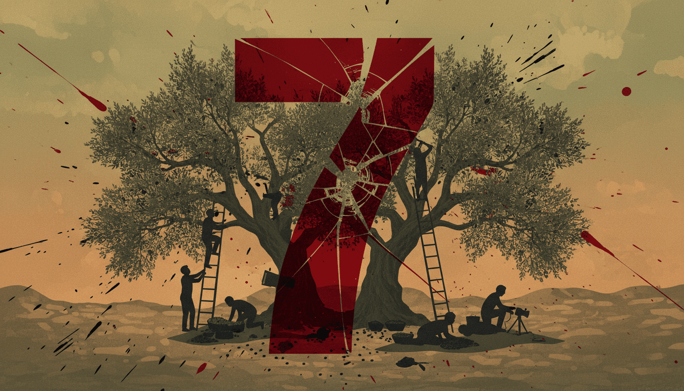 Image depicting the aftermath of the attack on Palestinian olive harvesters in the West Bank, highlighting the conflict's impact.