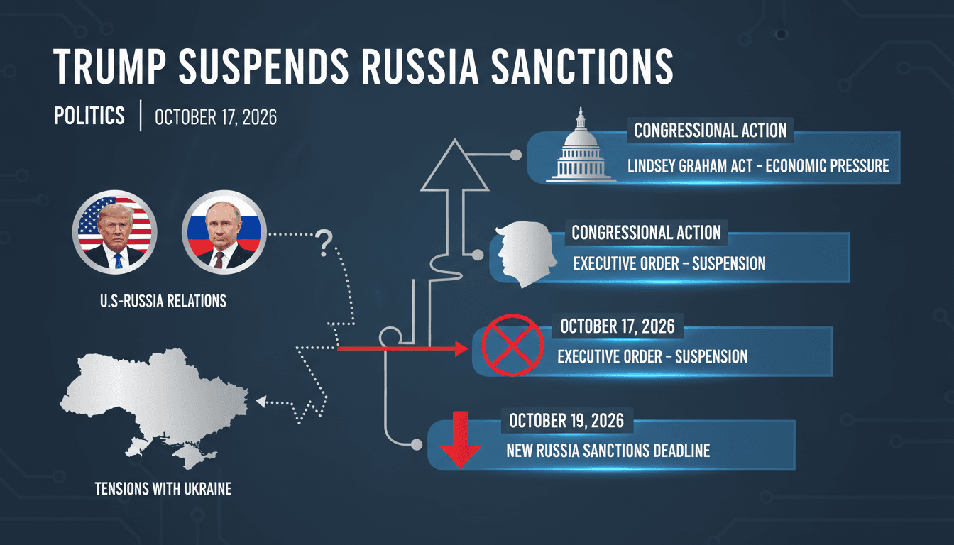 A graphic illustrating the timeline of sanctions and key players in U.S.-Russia relations.