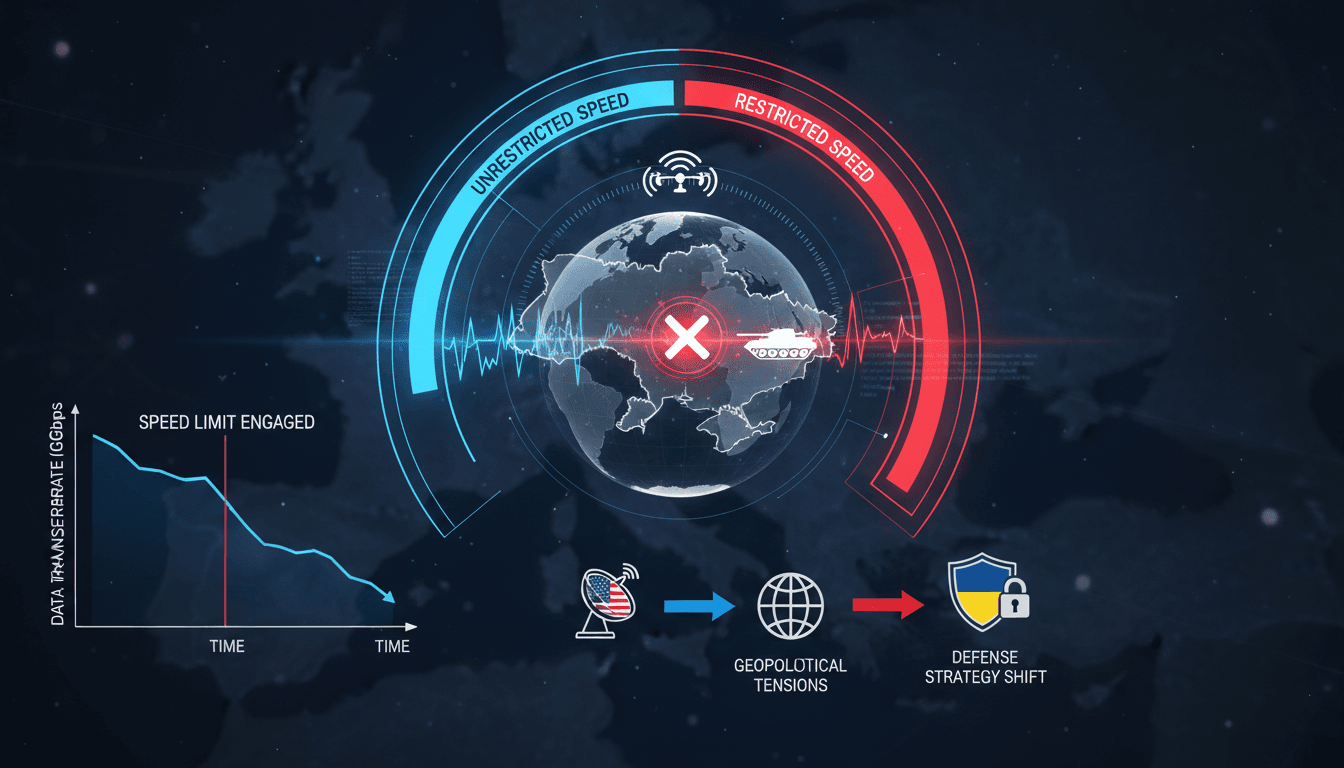 Infographic showing Starshield speed restrictions and their impact on Ukraine's military operations.