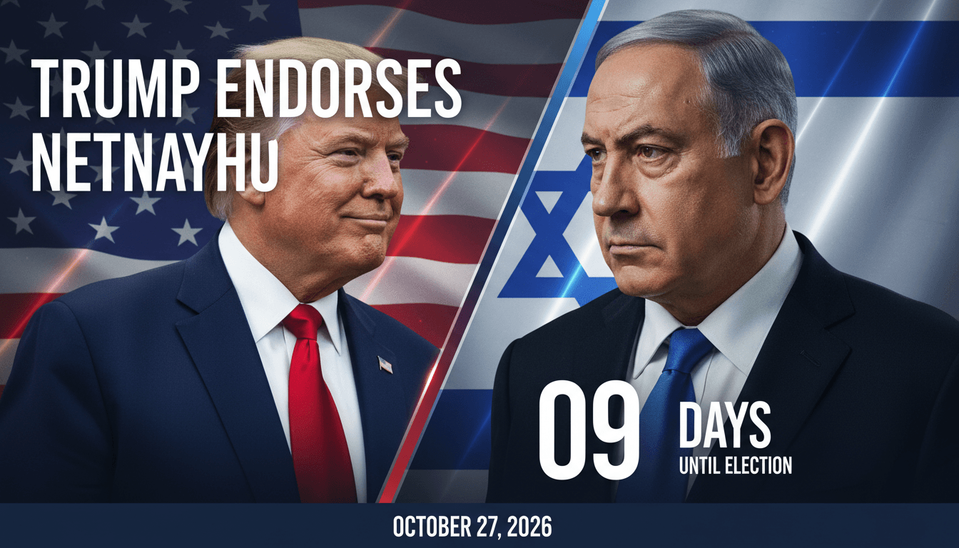 Trump endorsing Netanyahu for reelection, highlighting U.S.-Israel relations ahead of elections.
