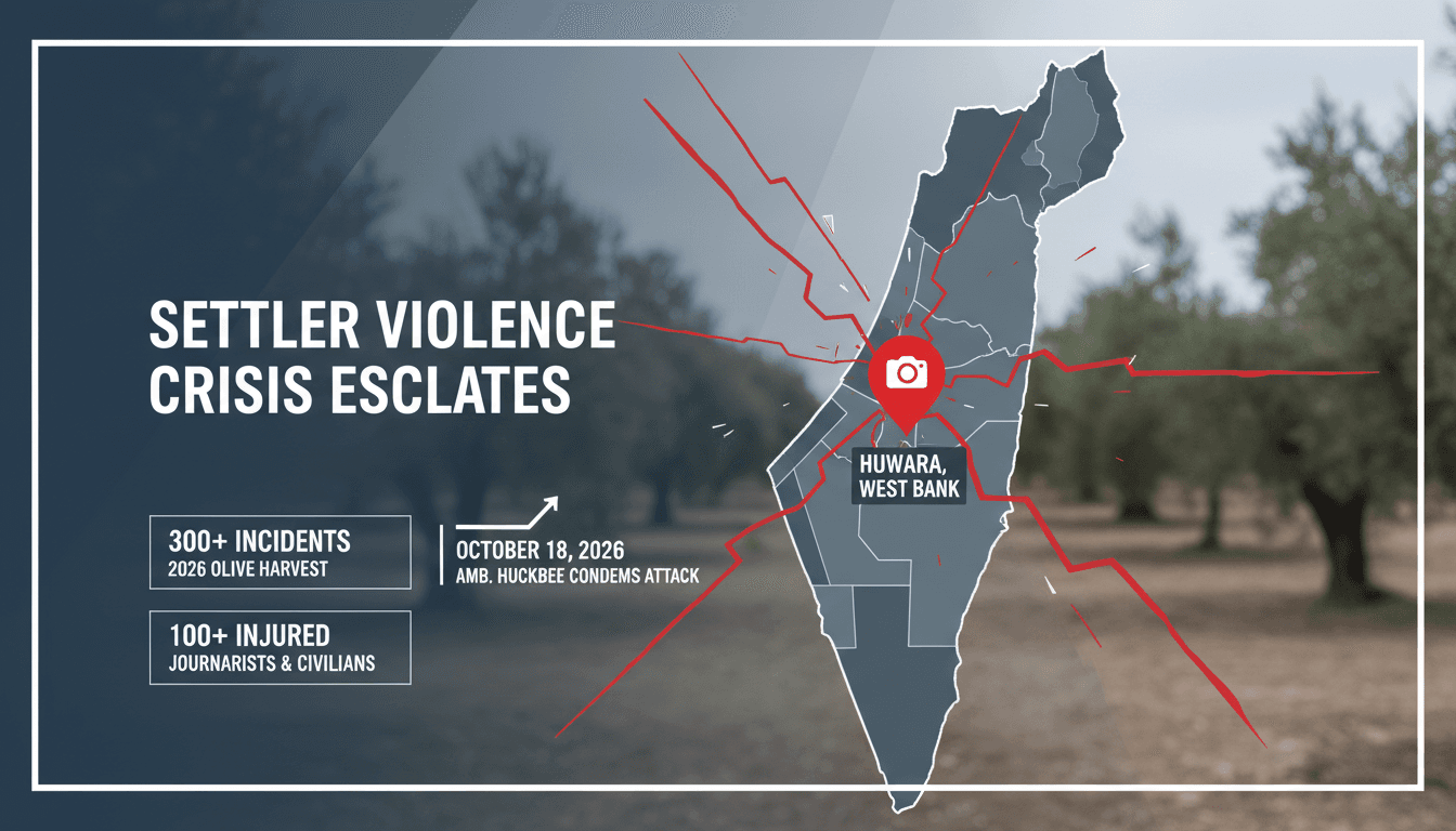 US Ambassador Mike Huckabee condemns settler violence against journalist Heidi Levine in the West Bank.