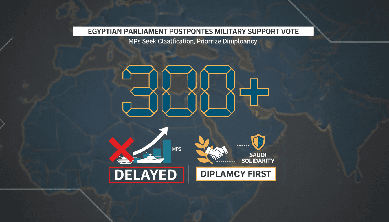 Egyptian Parliament session discussing military support for Saudi Arabia, highlighting regional security concerns.