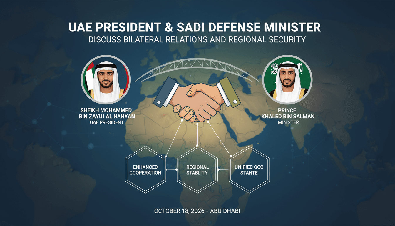 UAE President Sheikh Mohammed bin Zayed and Saudi Defense Minister Prince Khaled bin Salman during their meeting in Abu Dhabi.