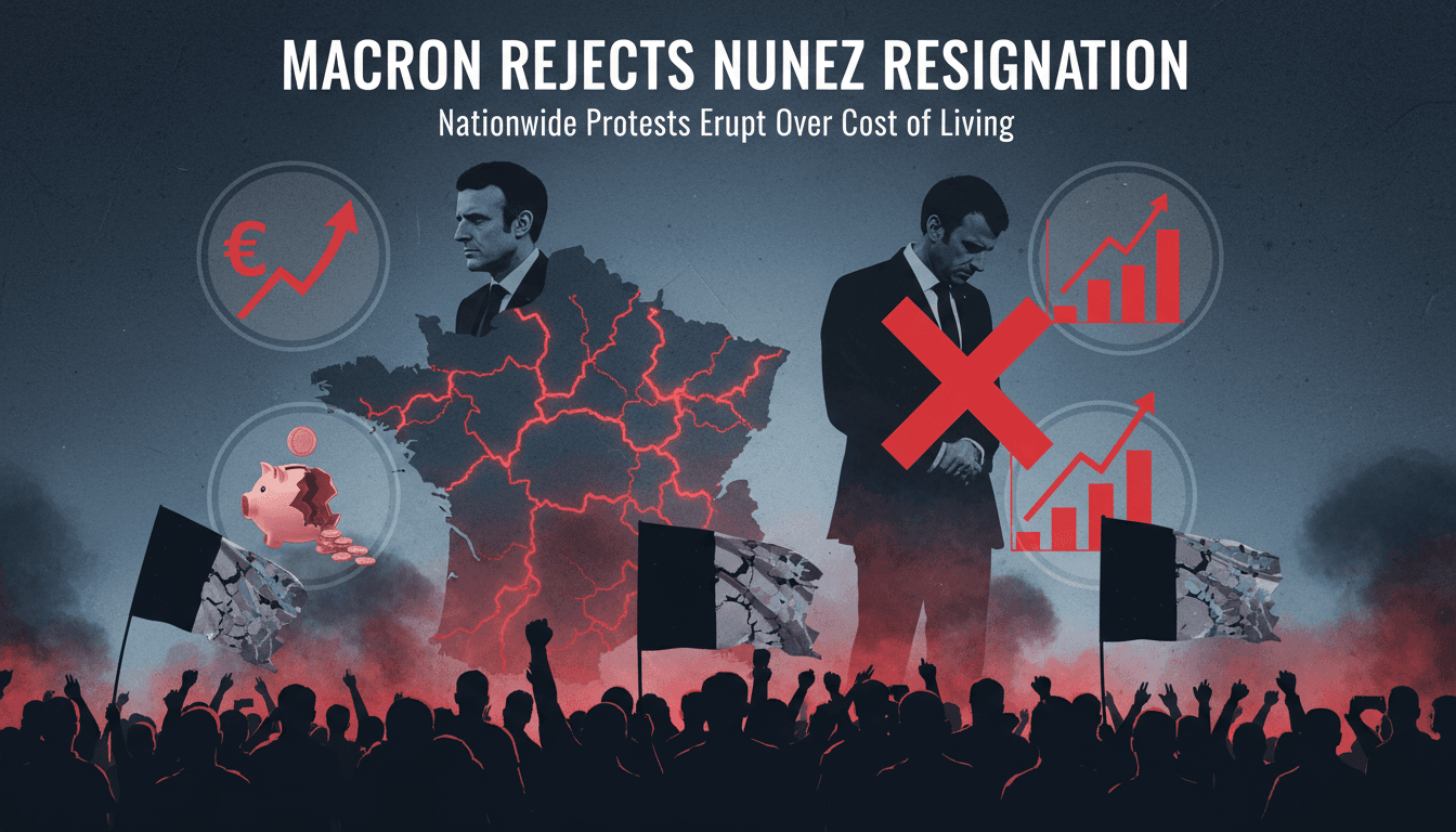 Protesters in France demonstrating against rising living costs and inadequate public services, highlighting governance strain.