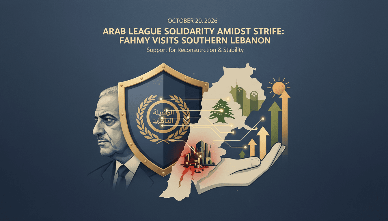 A visual representation of the Arab League's support for Lebanon, showcasing key figures and locations involved in the solidarity tour.