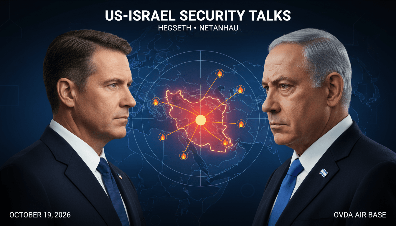 US Defense Secretary Hegseth and Israeli Prime Minister Netanyahu discussing regional security threats.