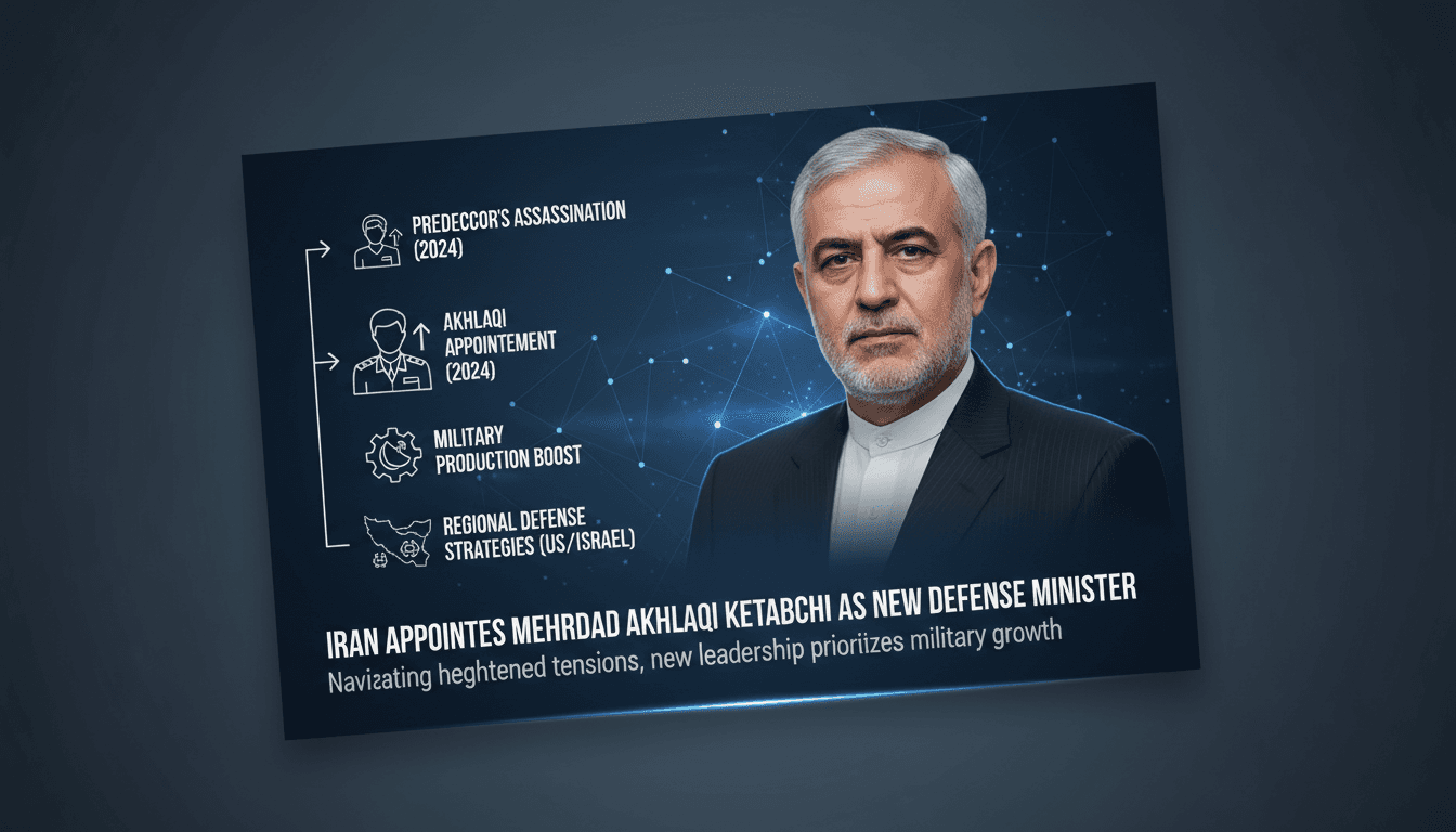 Mehrdad Akhlaqi Ketabchi, Iran's new defense minister, addressing military strategies.