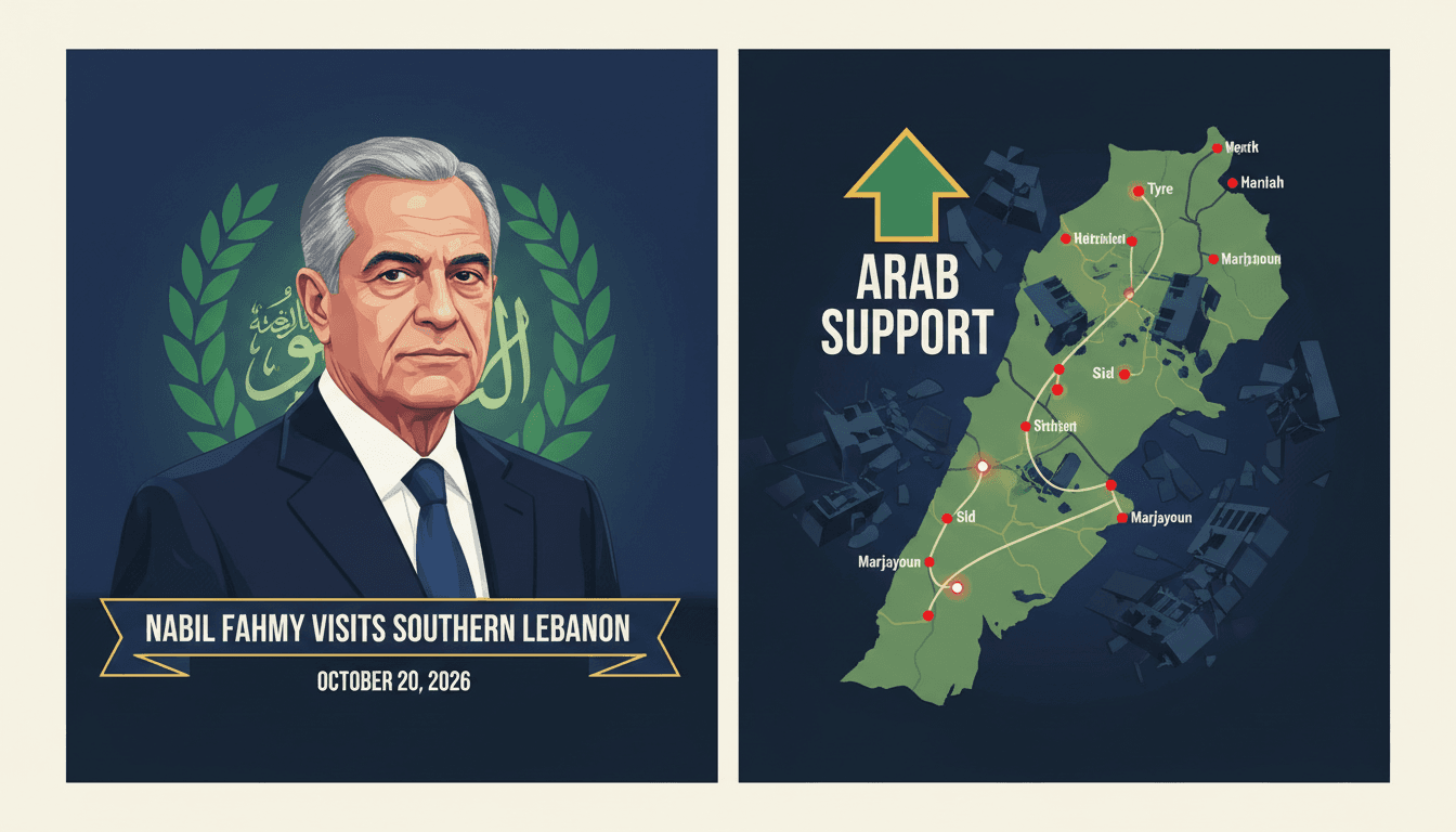 Nabil Fahmy touring southern Lebanon, assessing war damage and affirming Arab support.
