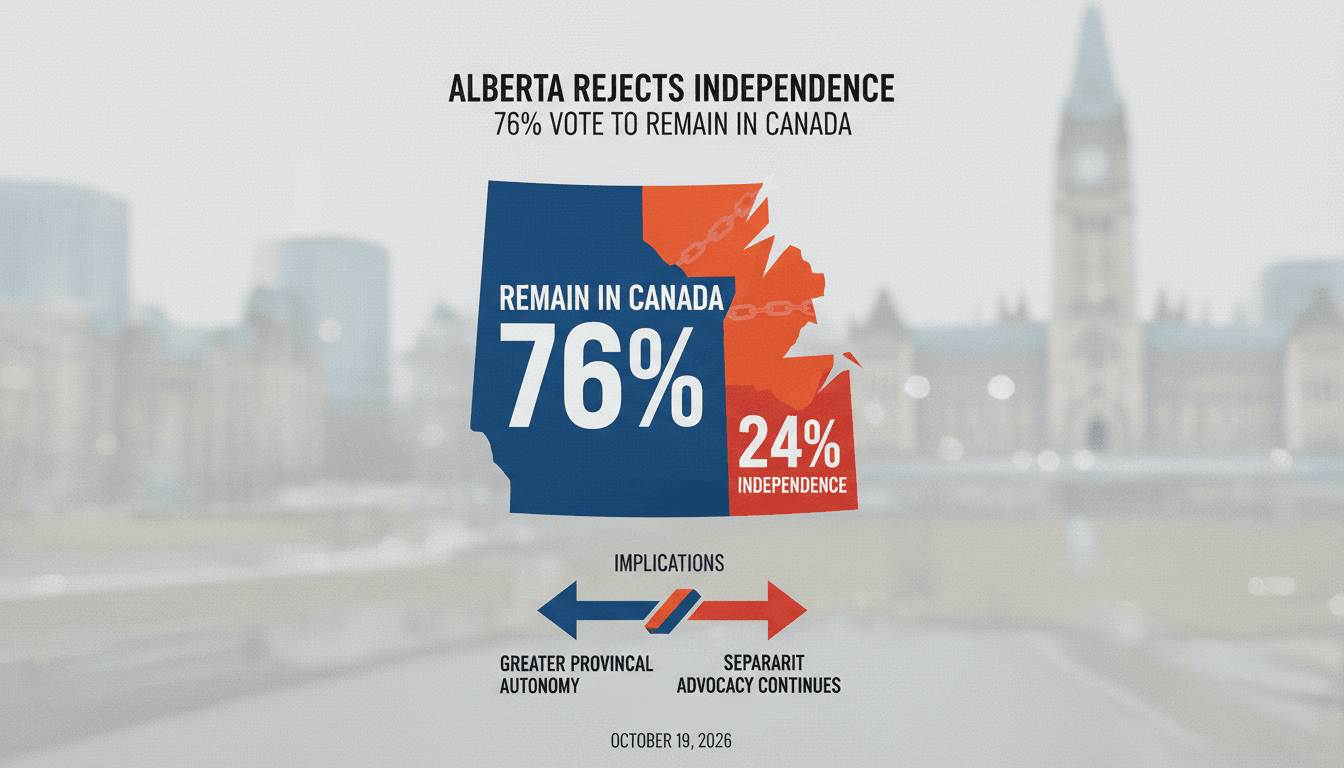 Infographic showing Alberta's referendum results and implications for regional identity and economic policy.