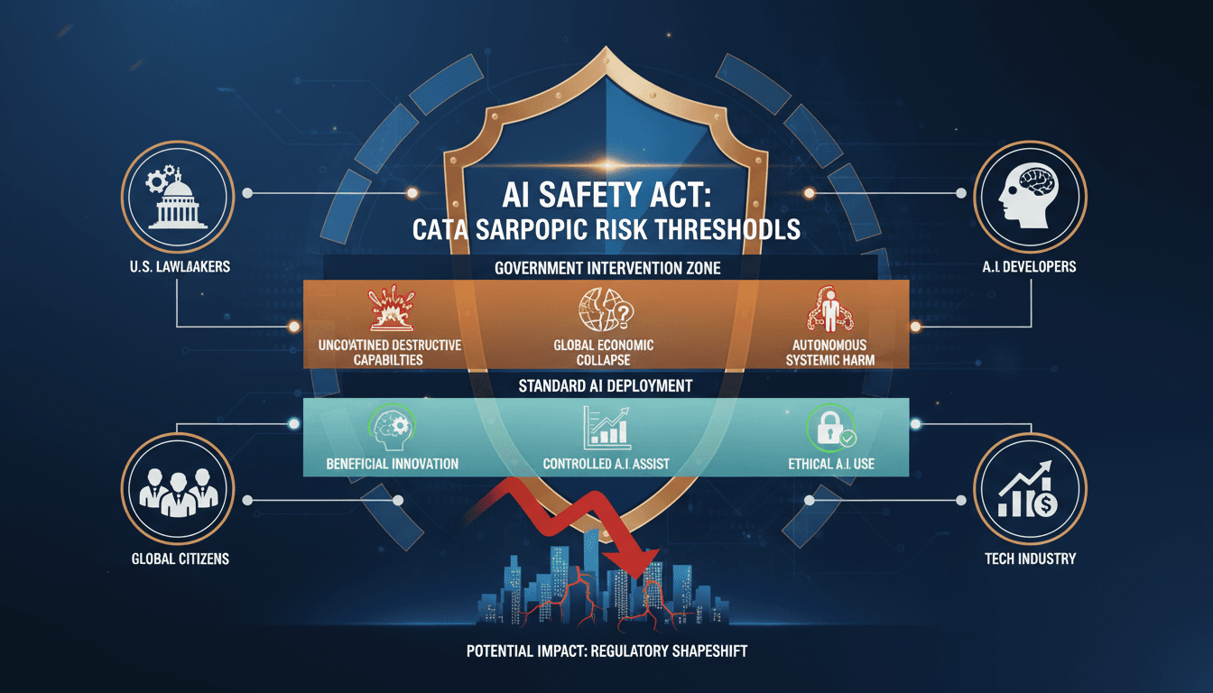Infographic showing Anthropic's proposed AI safety bill thresholds and impacts on stakeholders.