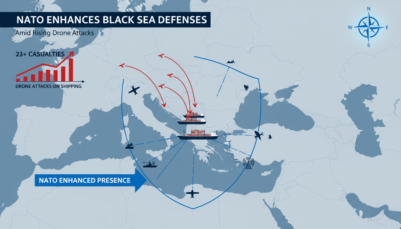 NATO's military assets deployment in the Black Sea amid rising drone threats.