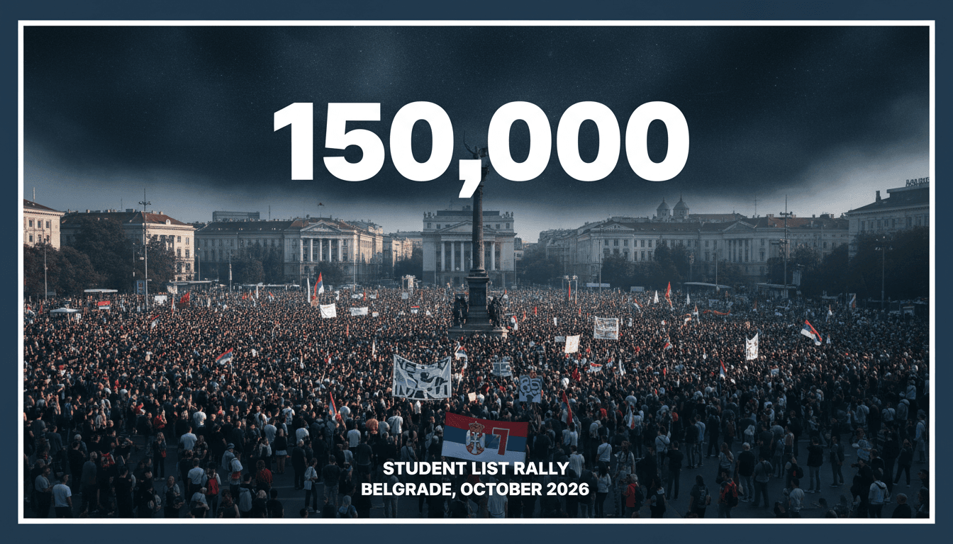 A large crowd of 150,000 supporters at the Belgrade rally for the Student List movement ahead of the elections.