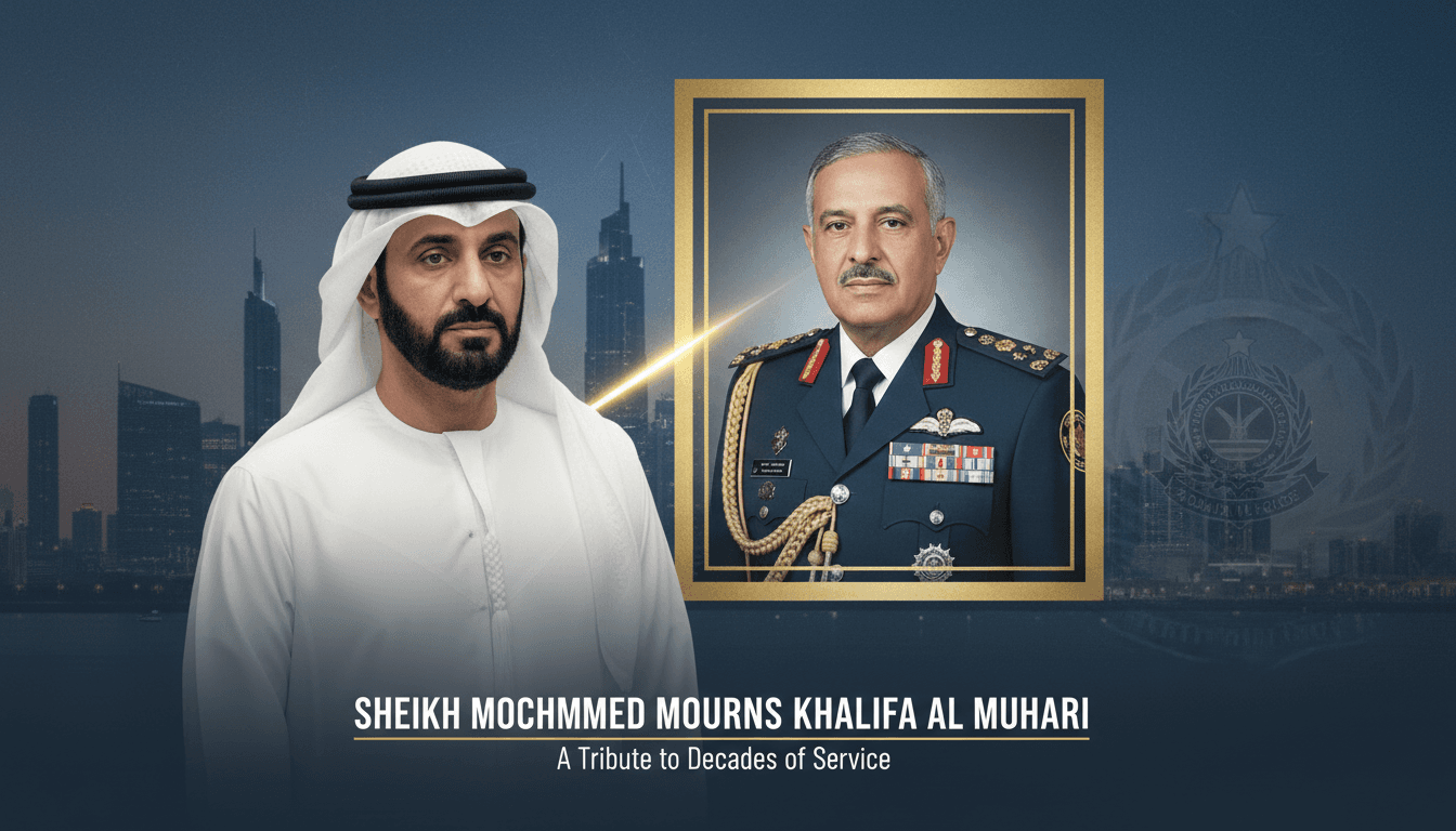 Sheikh Mohammed bin Rashid and Major General Khalifa bin Dha'an Al Muhairi, highlighting leadership and legacy in Dubai.