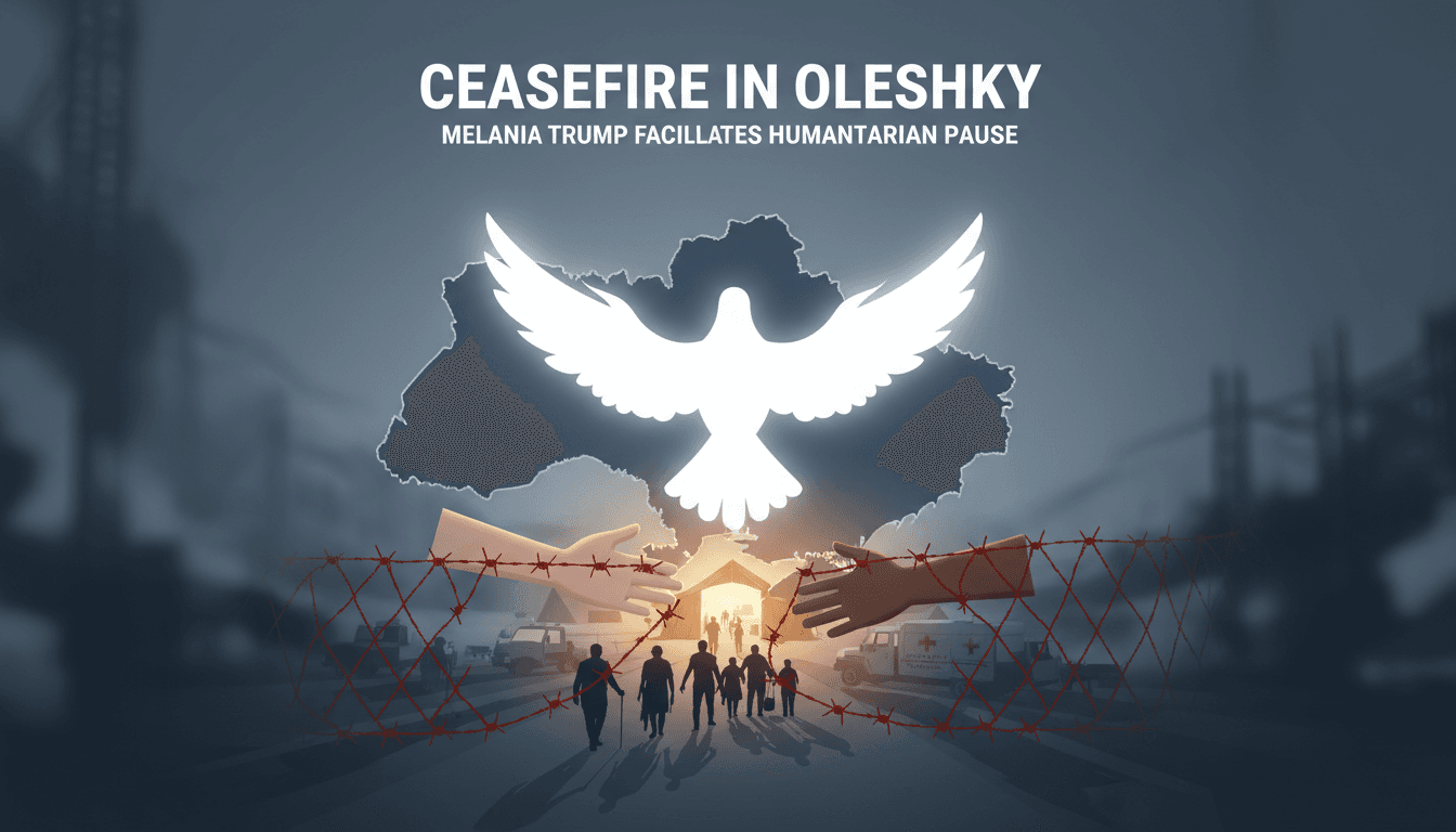A visual representation of the humanitarian crisis in Oleshky, Ukraine, highlighting the ceasefire brokered by Melania Trump.