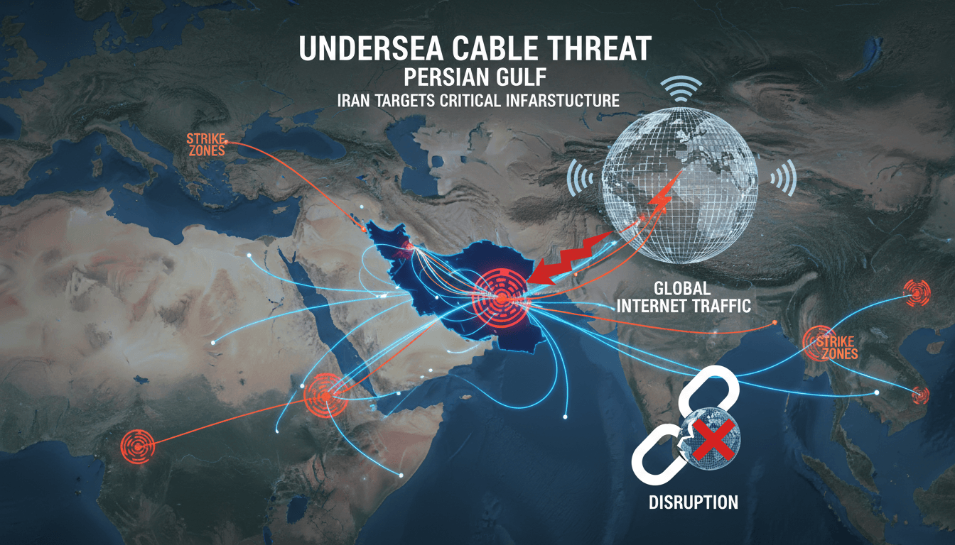 A map showing undersea cables in the Persian Gulf and their importance to global internet connectivity.