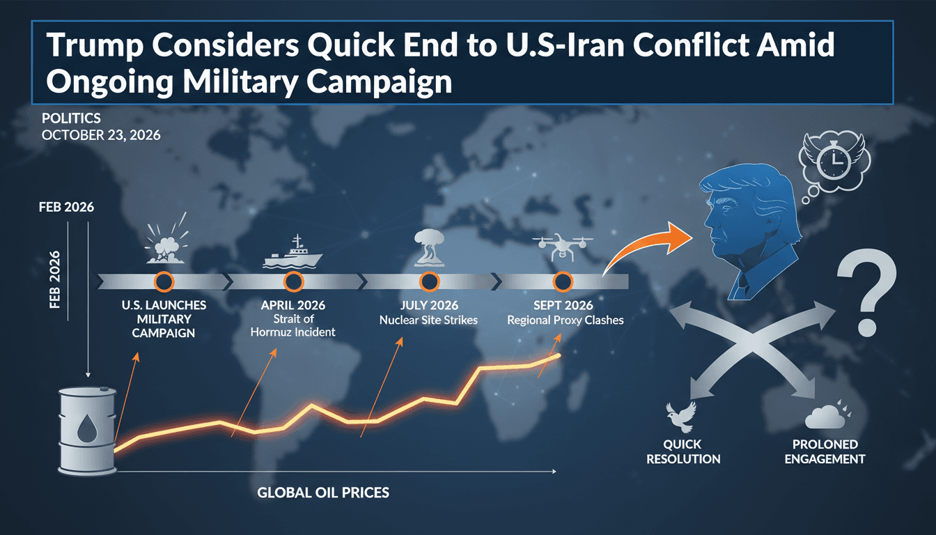 Infographic showing U.S.-Iran conflict timeline and its impact on global oil prices.
