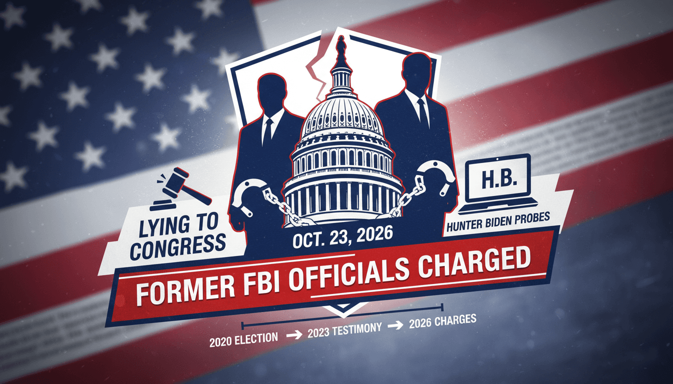 A graphic depicting the charges against two former FBI officials related to Hunter Biden investigations.