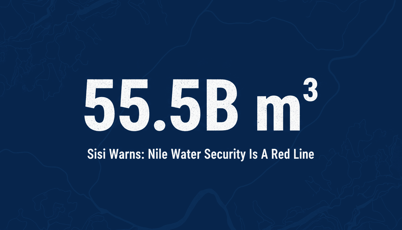 Graphic showing 55.5 billion cubic meters stat representing Egypt Nile water security share