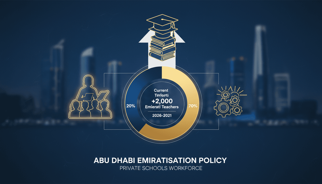 Infographic showing the impact of Emiratisation policy on Abu Dhabi's educational workforce.