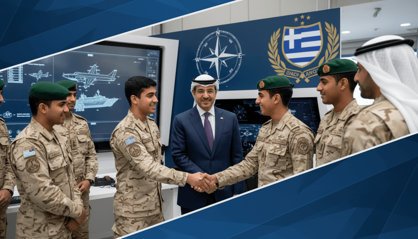 Crown Prince Sheikh Khaled bin Mohamed bin Zayed Al Nahyan meeting Emirati military students in Greece.
