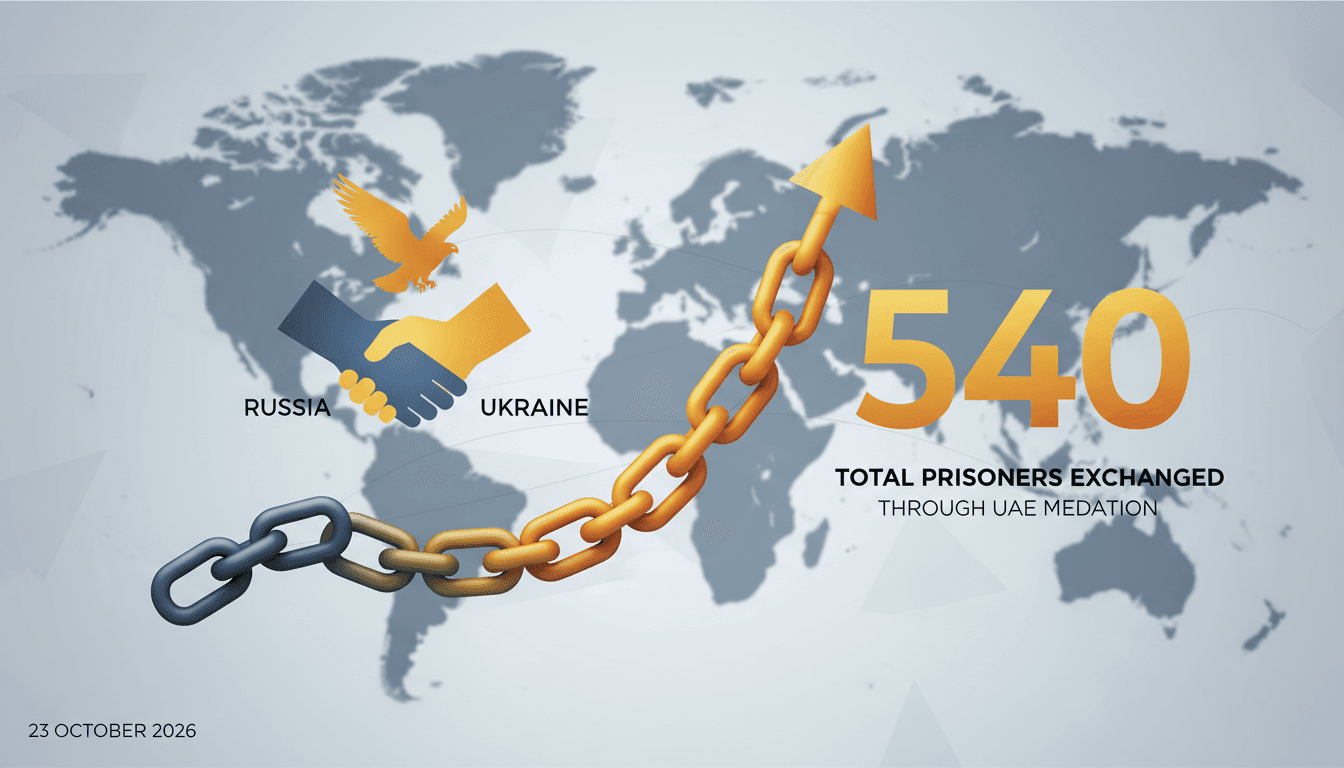 Infographic showing the total number of prisoners exchanged through UAE mediation in the Russia-Ukraine conflict.