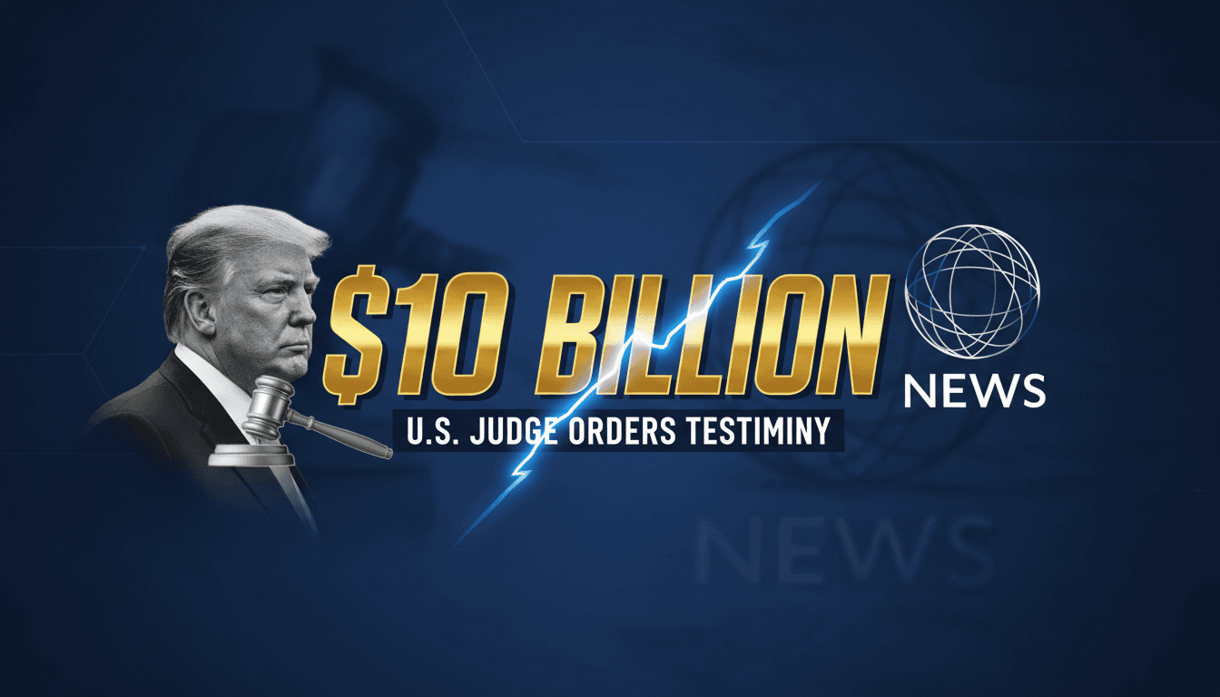 A graphic showing Trump and the BBC logo with the $10 billion figure, highlighting the defamation lawsuit.