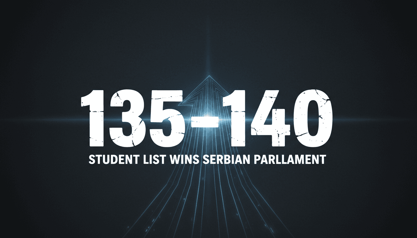 Clean minimalist graphic highlighting the number of seats won in the Serbia snap election on a dark background