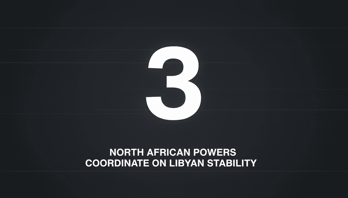 Minimalist dark digital card highlighting three North African nations aligning on the Libyan political crisis.