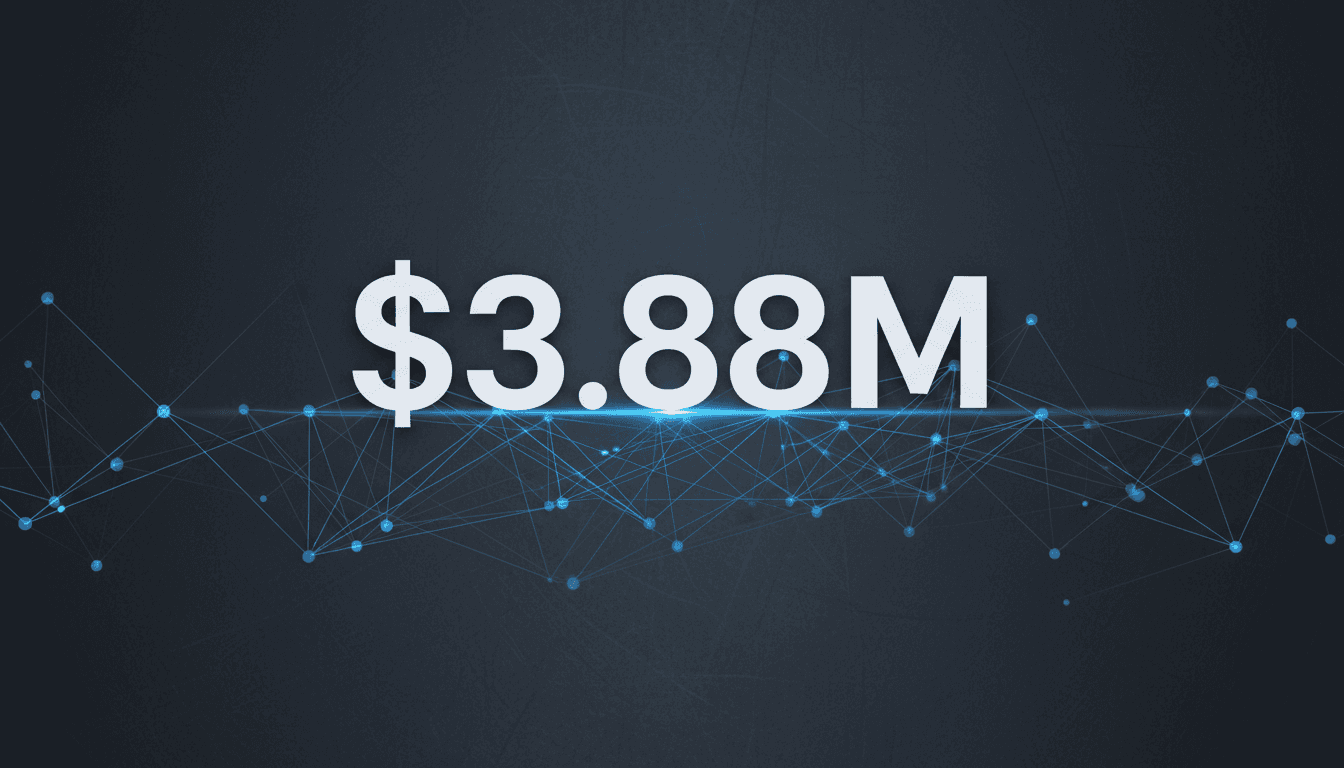 Minimalist infographic displaying the 3.88 million dollar revenue figure tied to pink slime journalism network