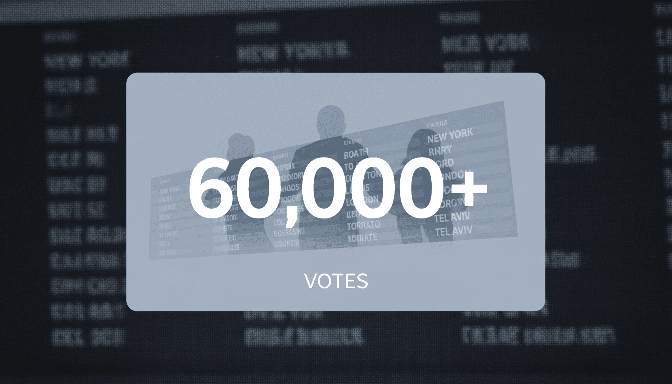 Large typography displaying 60,000 plus over an international airport departure terminal background