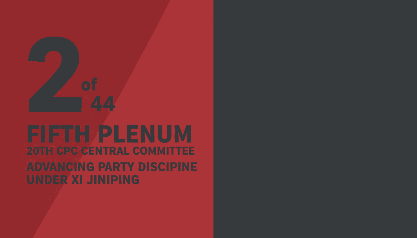 Minimalist data card showing the statistic two of forty-four regarding China Fifth Plenum military seats