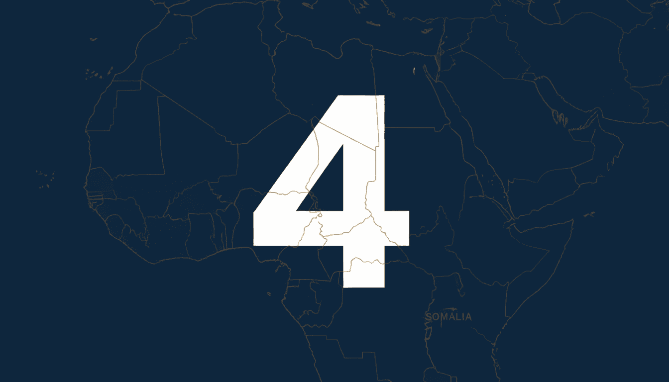 Minimalist card featuring number 4 in stark white typography against deep navy background representing Libya Trump remarks