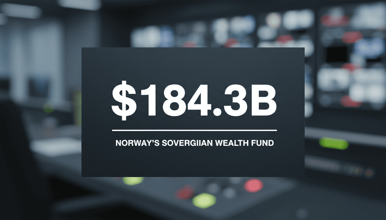 Large typography displaying Norway sovereign wealth fund metrics following Trump Nobel Prize remarks