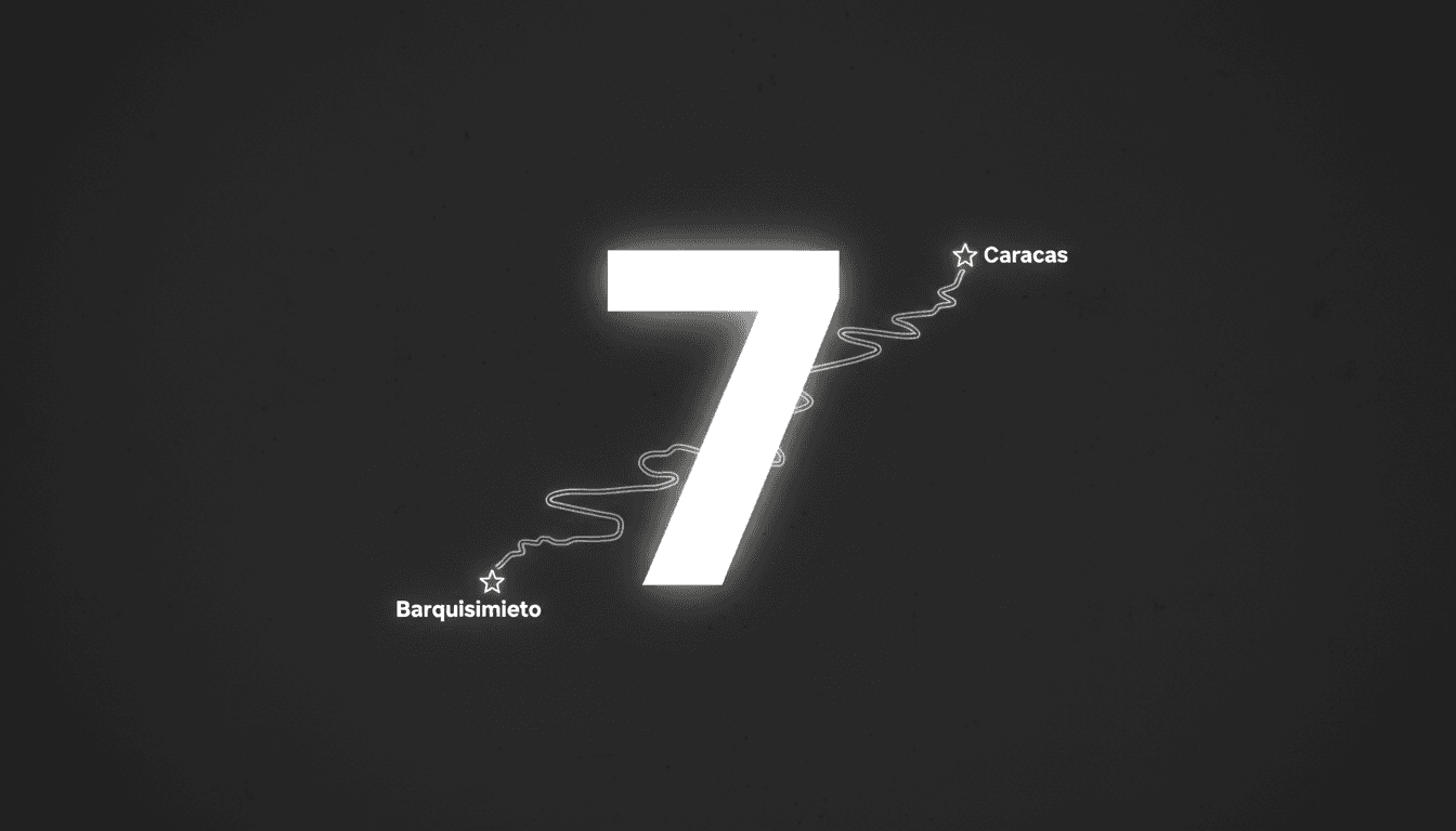 Minimalist graphic showing María Corina Machado route map toward Caracas representing Venezuela transition