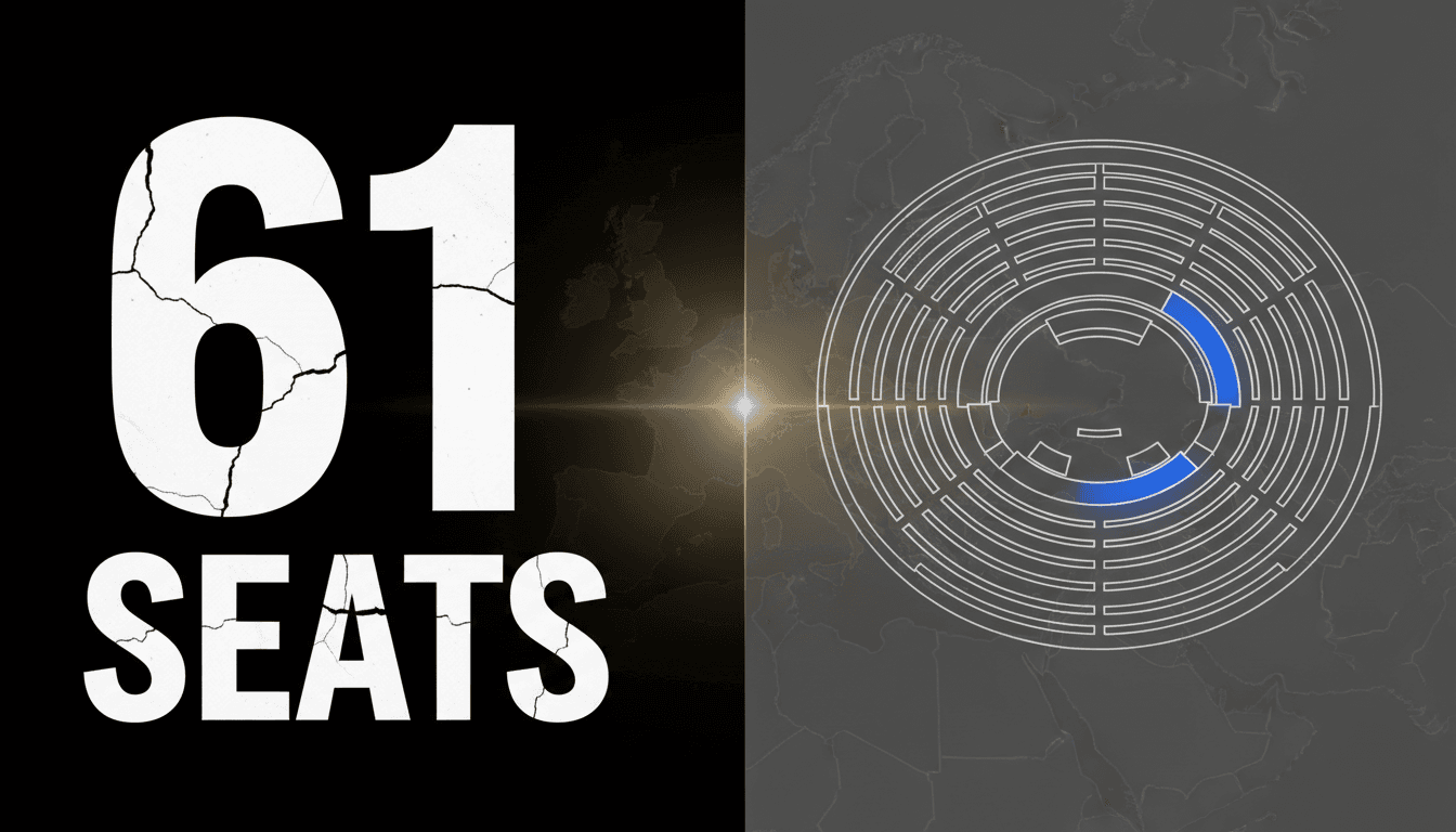 Minimalist graphic of the Israeli Knesset chamber representing the 2026 election battle for 61 seats