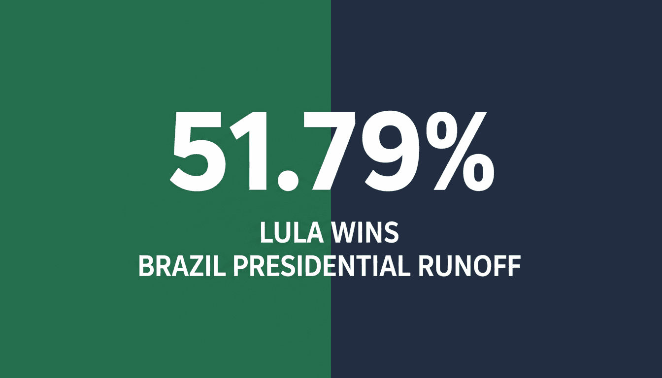 Clean minimalist card showing 51.79 percent victory stat for Brazil election 2026