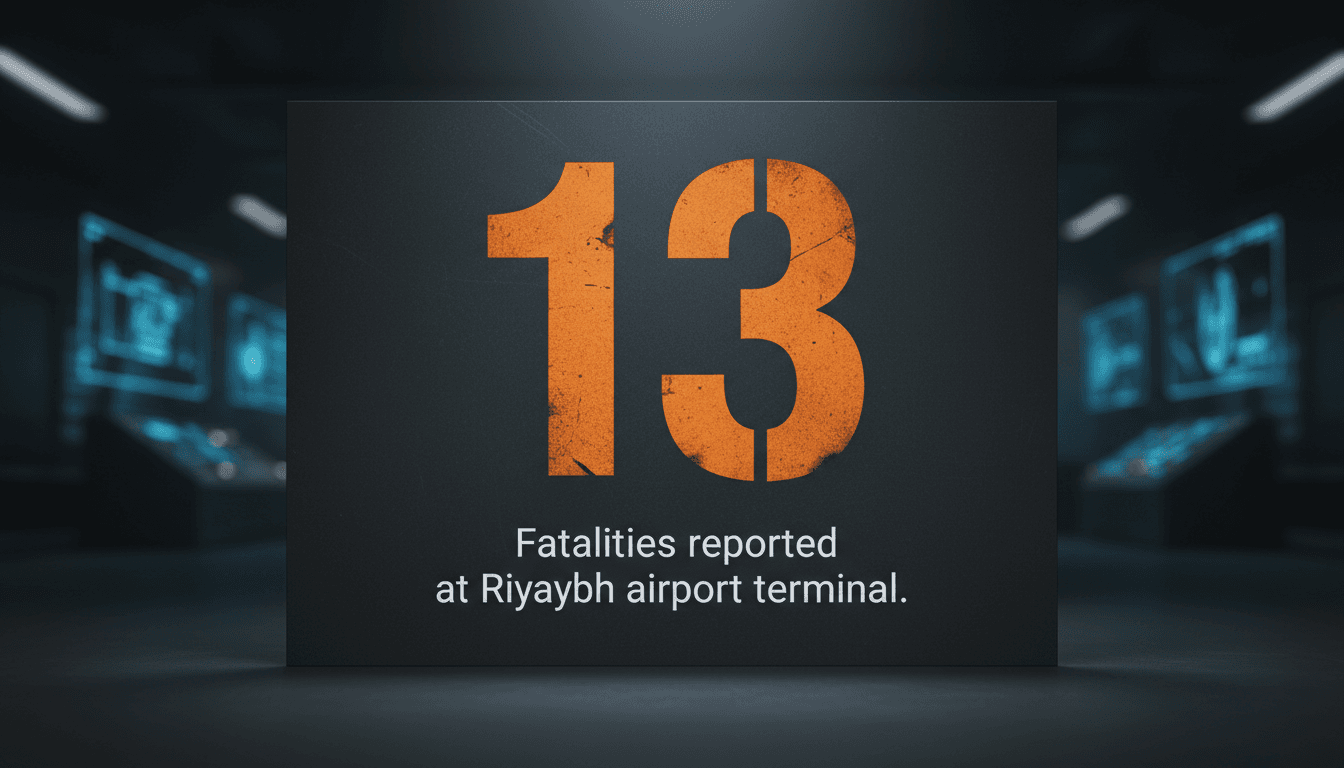 Minimalist dark data graphic showing key figures on Houthi strikes targeting Saudi Arabian aviation infrastructure
