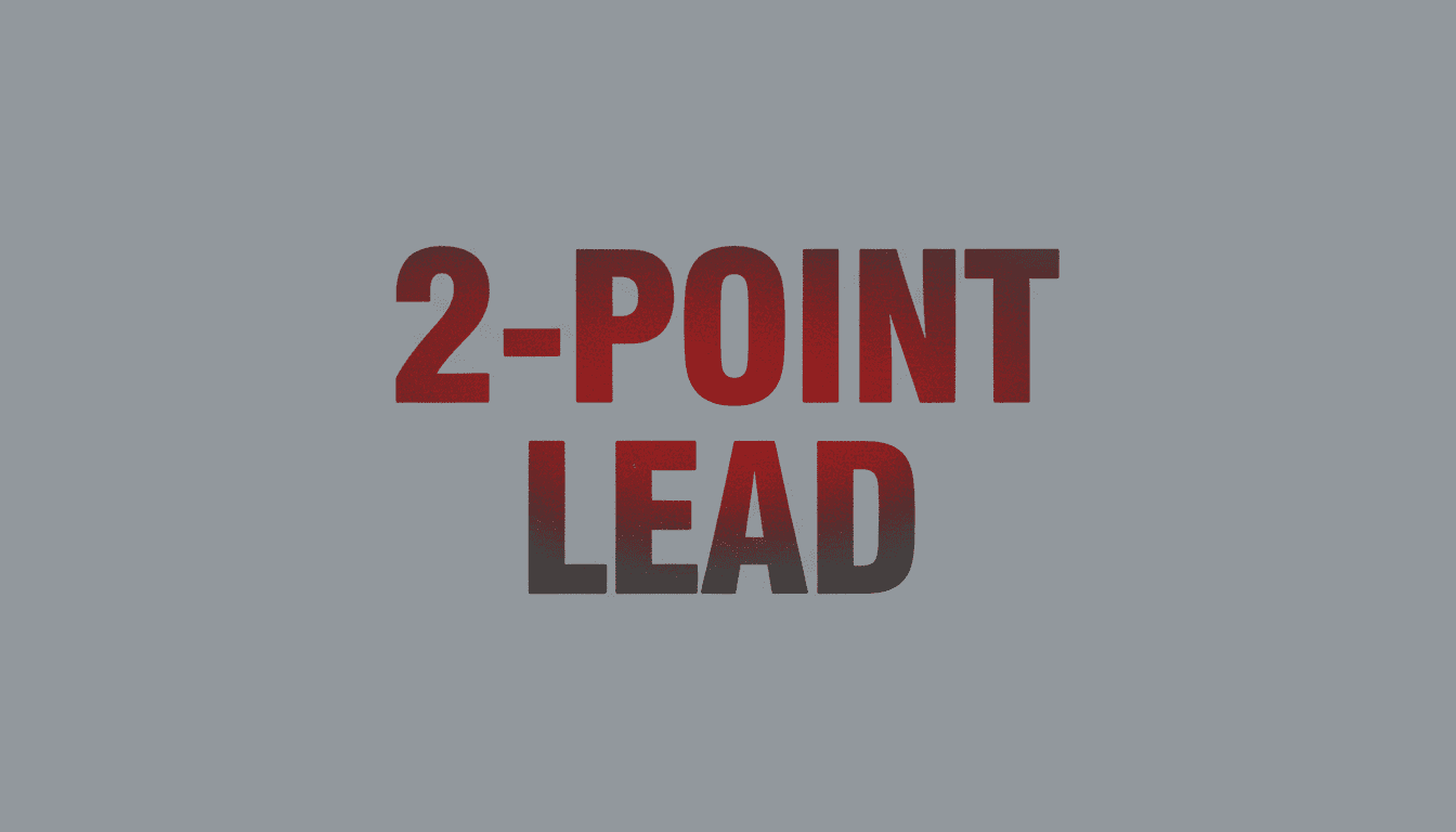 Bold typographic card highlighting a 2-point lead in the competitive Michigan Senate race.
