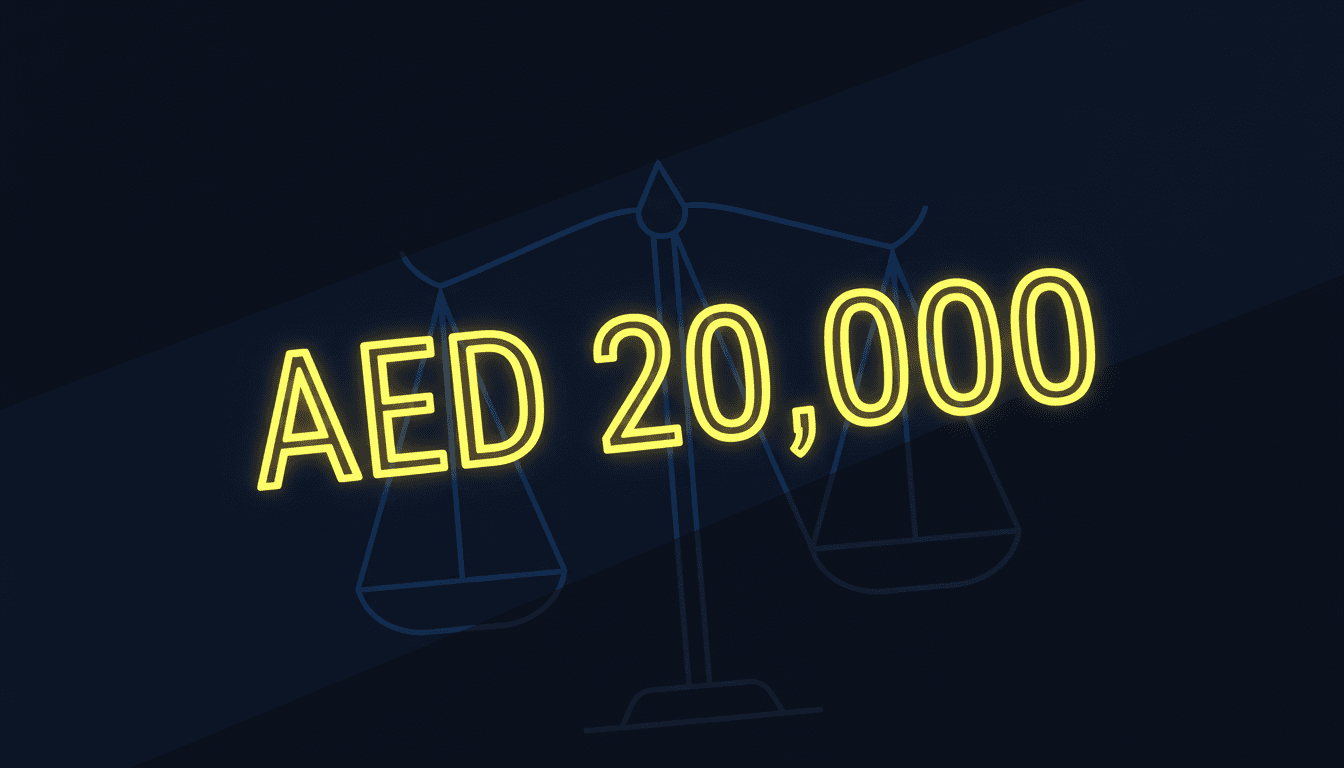 Bold legal graphic detailing an Abu Dhabi court commercial repayment order for AED 20,000