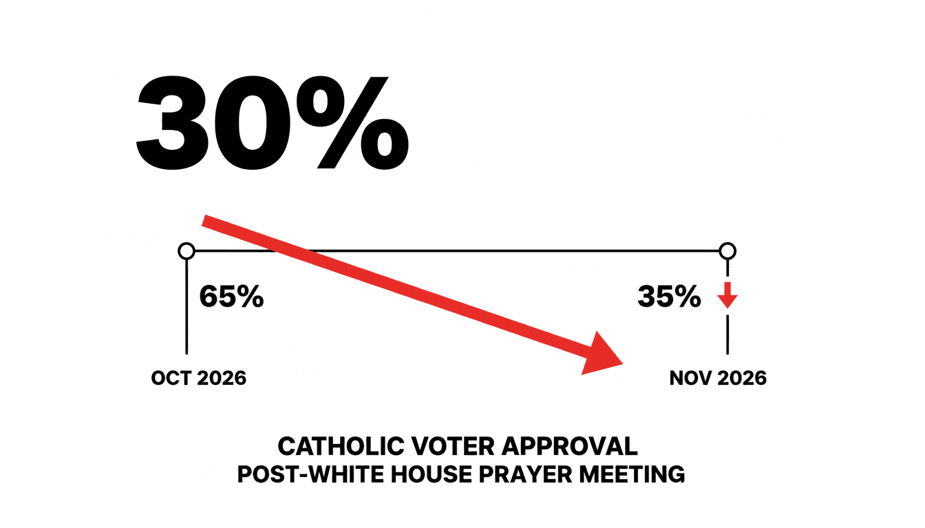 Bold infographic displaying 30 percent Catholic approval rating following White House meeting controversy