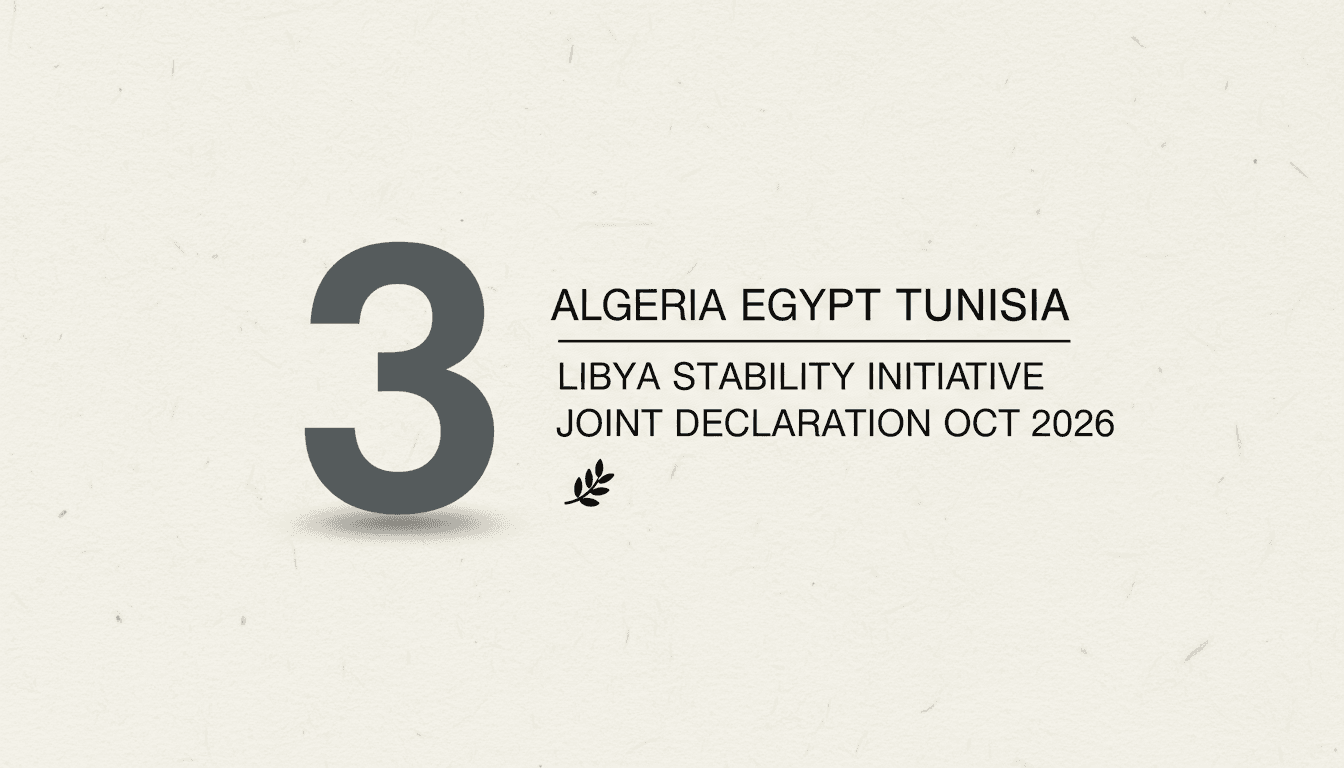 Minimalist graphic highlighting three North African nations demanding simultaneous Libya elections and regional stability