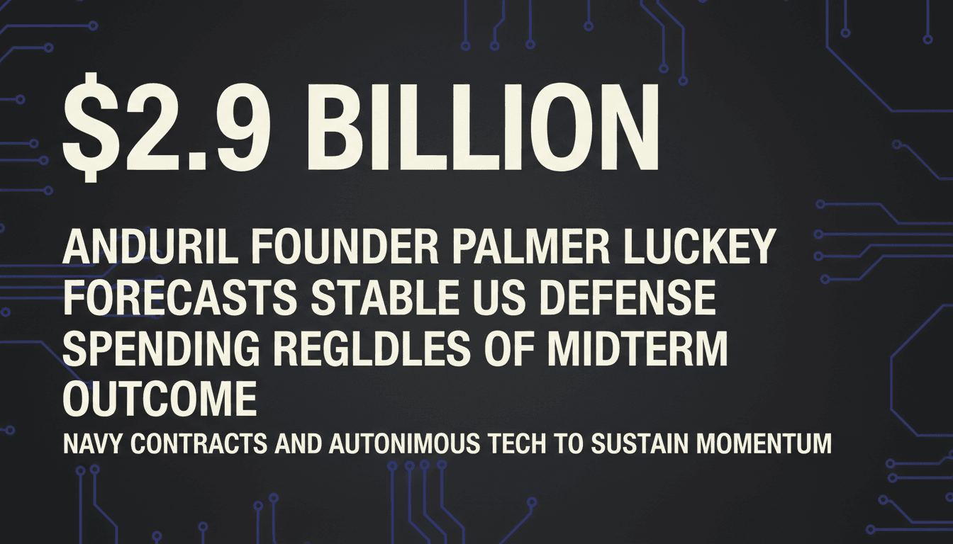 Minimalist dark-mode graphic showing bold 2.9 billion dollar figure representing US defense spending stability
