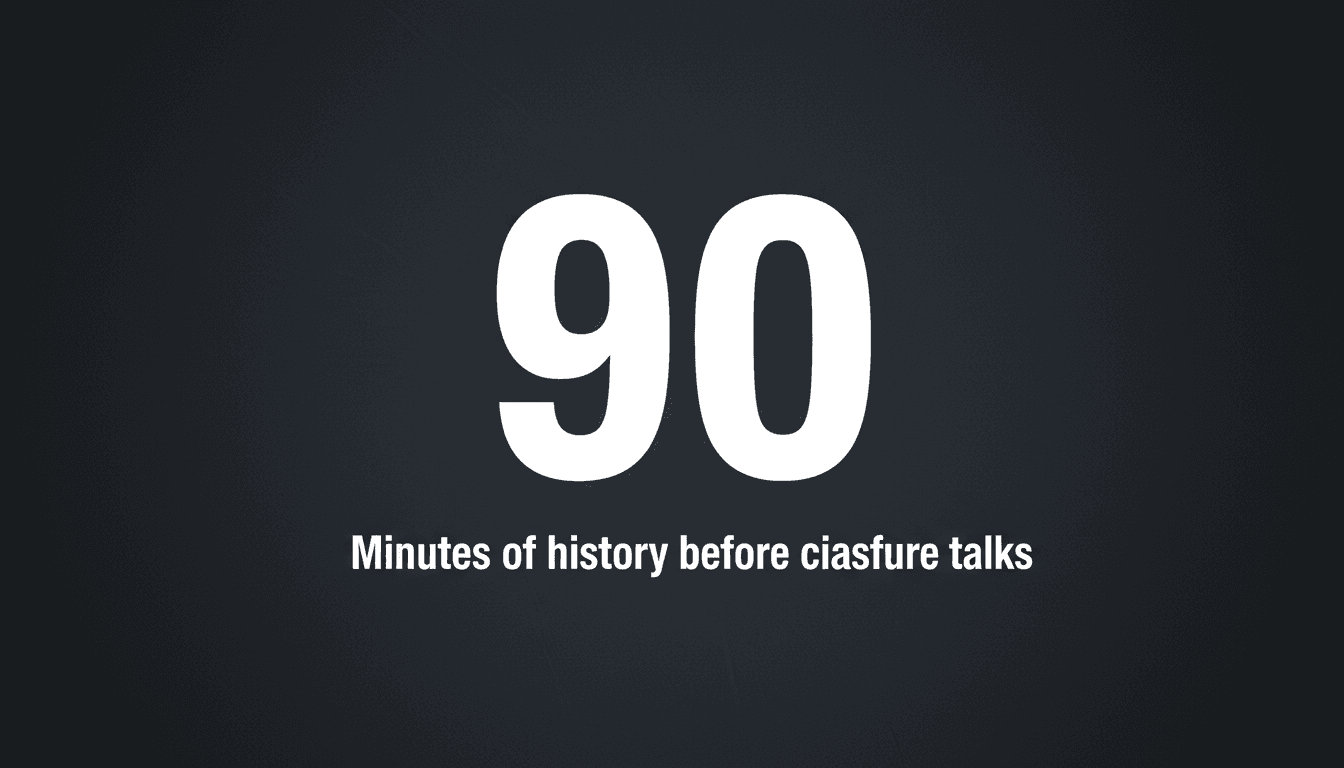 Minimalist card showing 90 minutes text representing the Putin Nordic call on European stability