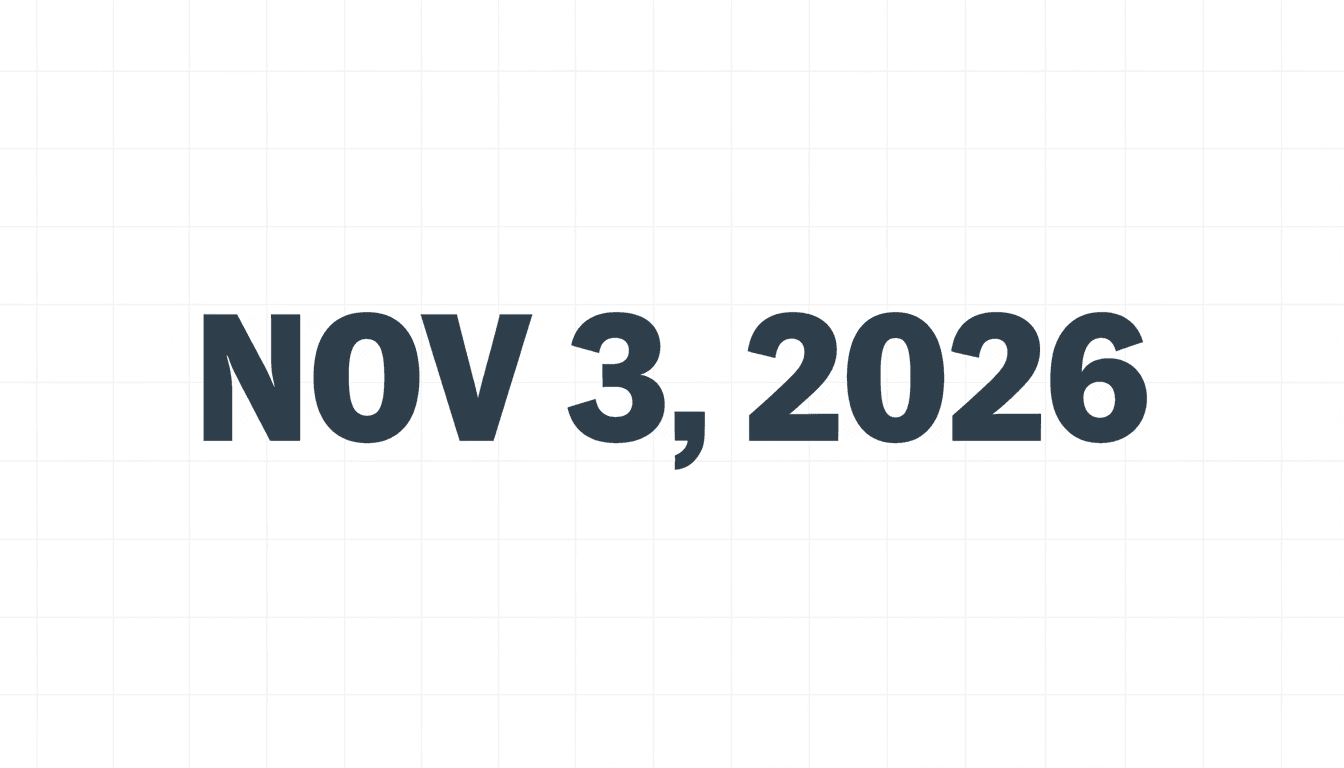 Minimalist graphic highlighting November 3 2026 election date for the Michigan Senate race coverage