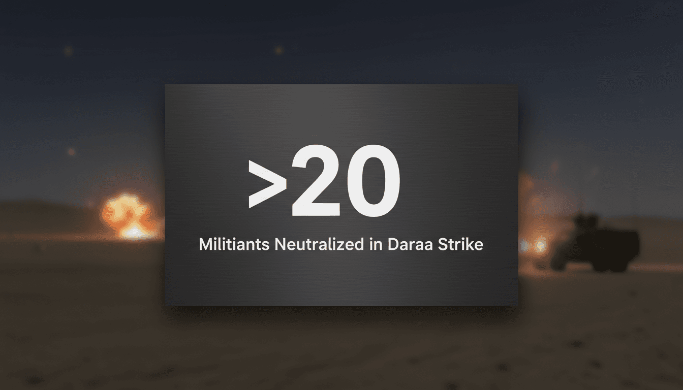 Minimalist dark card displaying statistics on Jordan airstrikes targeting cross-border positions in Syria