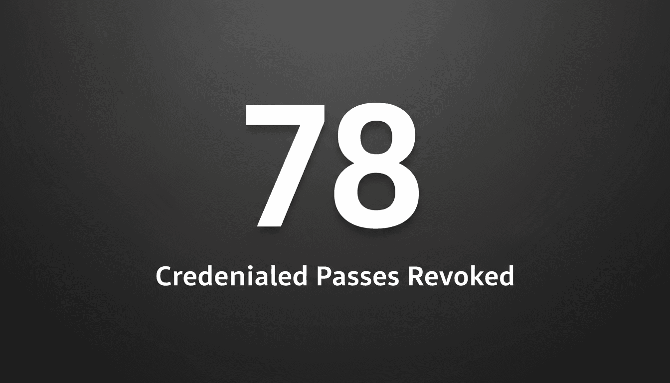 High-contrast typographic visual displaying the number 78 over a dark backdrop representing White House press access restrictions